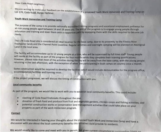 Letter to Coda Rd residents
