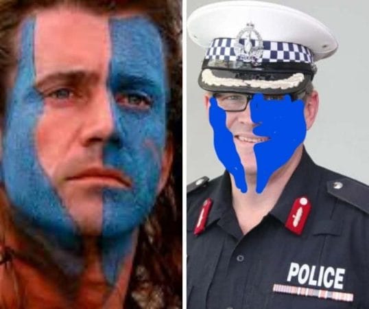 NT Police Commissioner Jamie Chalker as Braveheart