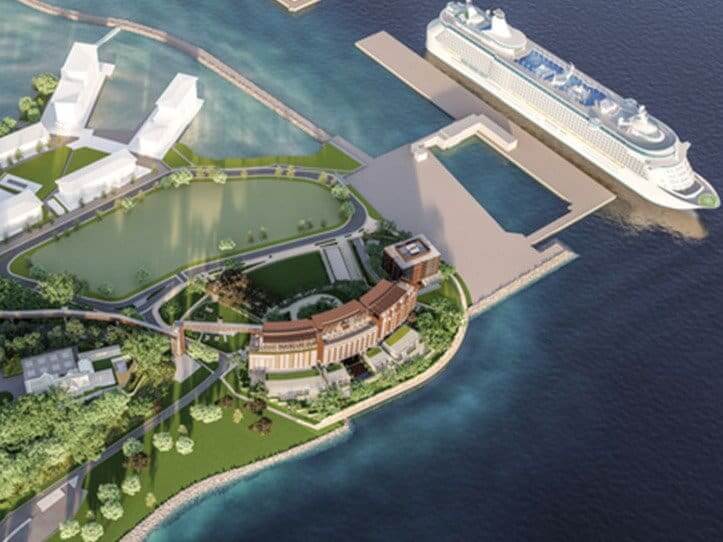 An aerial view artist's impression of the proposed Westin Hotel on the Darwin Waterfront