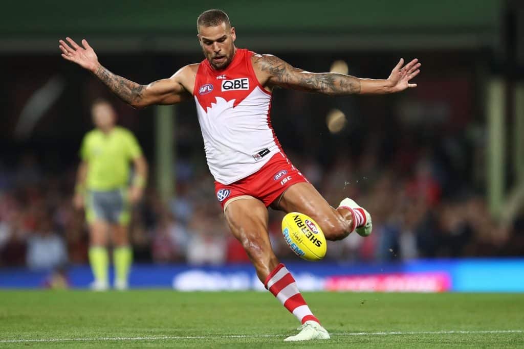 Lance Franklin playing for the Sydney Swans