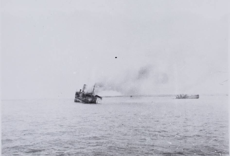 USS Peary drifting after being bombed