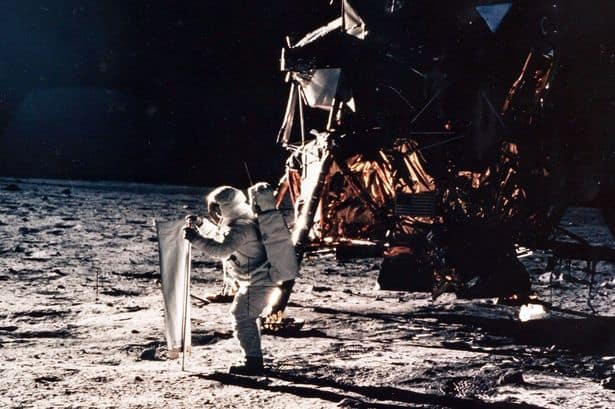 Neil Armstrong stepping on the moon