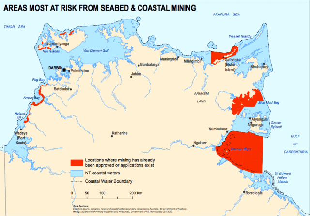 According to The Australian Marine Conservation Society, there are many locations across the Territory coast where seabed mining has already been approved or where applications to mine exist.