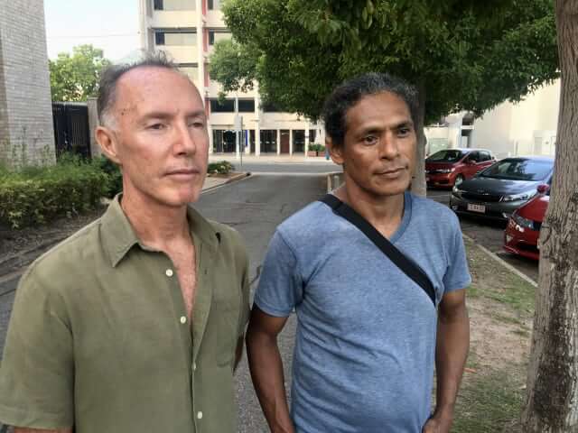 Darwin residents in opposition of the RSL's proposal Nicholas Gouldhurt and Jose de Costa said they missed the decision as they waited in a line that wrapped outside of the Civic Centre. 