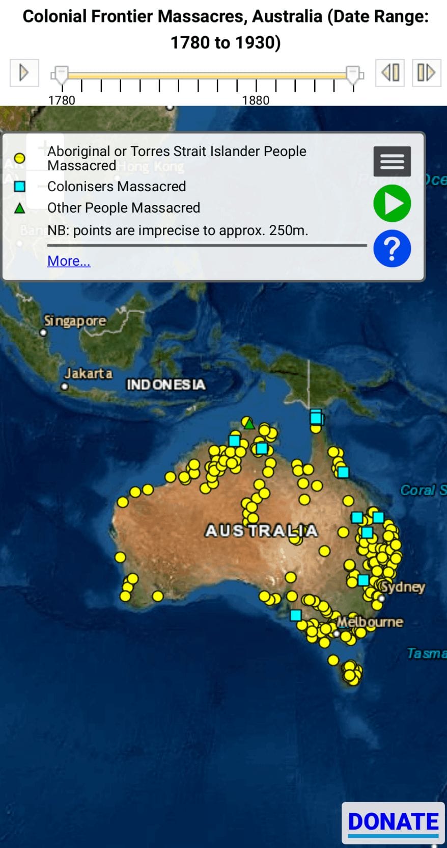 Australian colonial frontier massacre map